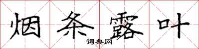 袁強煙條露葉楷書怎么寫