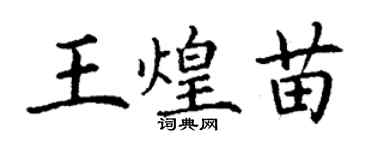 丁謙王煌苗楷書個性簽名怎么寫