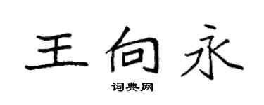 袁強王向永楷書個性簽名怎么寫