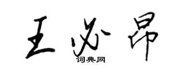 王正良王必昂行書個性簽名怎么寫