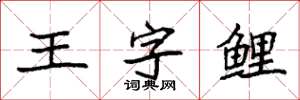 袁強王字鯉楷書怎么寫