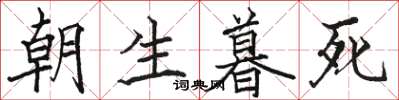 駱恆光朝生暮死楷書怎么寫