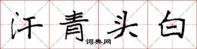 袁強汗青頭白楷書怎么寫