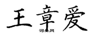 丁謙王章愛楷書個性簽名怎么寫