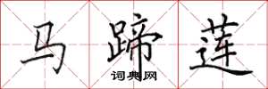 田英章馬蹄蓮楷書怎么寫