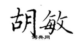 丁謙胡敏楷書個性簽名怎么寫