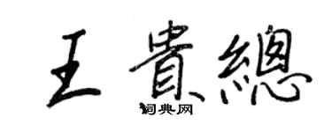 王正良王貴總行書個性簽名怎么寫