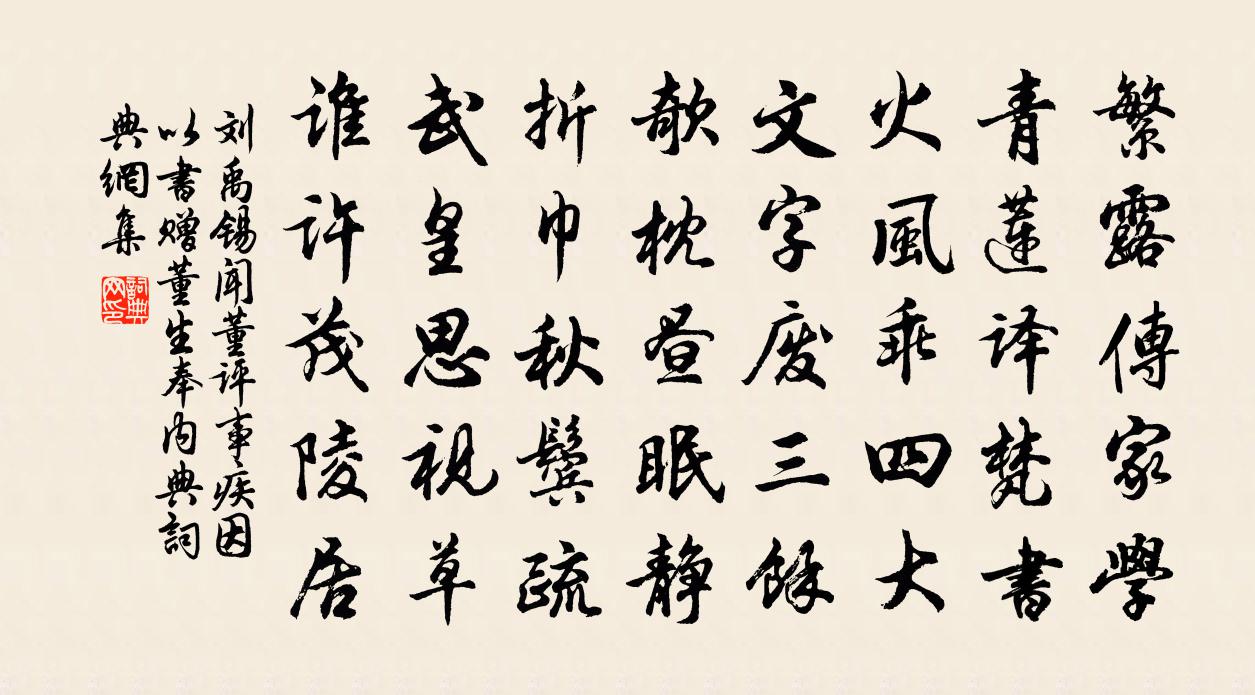 劉禹錫聞董評事疾因以書贈(董生奉內典)書法作品欣賞