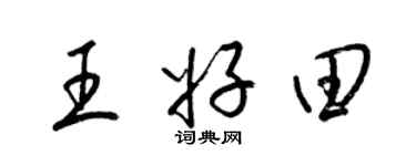 梁錦英王好田草書個性簽名怎么寫