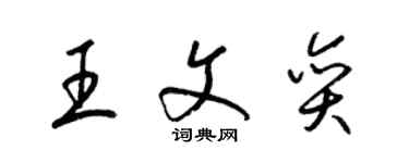 梁錦英王文奕草書個性簽名怎么寫