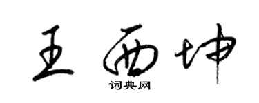 梁錦英王西坤草書個性簽名怎么寫