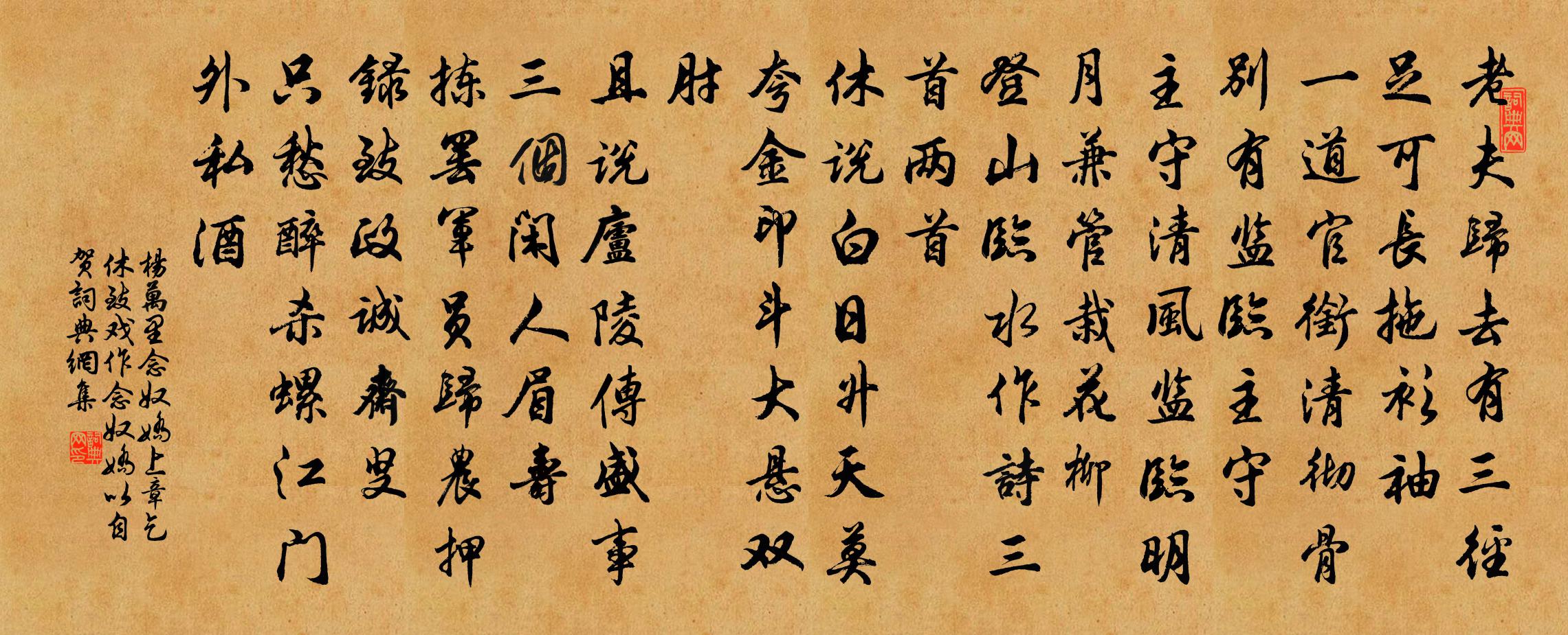 楊萬里念奴嬌(上章乞休致,戲作念奴嬌以自賀)書法作品欣賞