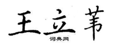 丁謙王立葦楷書個性簽名怎么寫