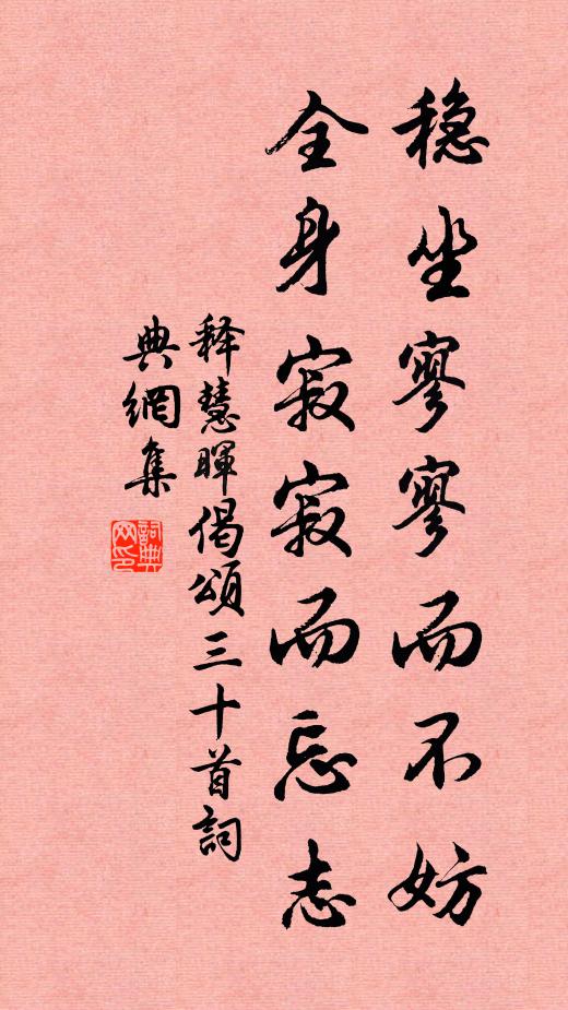 釋慧暉穩坐寥寥而不妨,全身寂寂而忘志書法作品欣賞