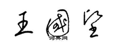 梁錦英王國堅草書個性簽名怎么寫