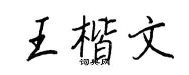 王正良王楷文行書個性簽名怎么寫