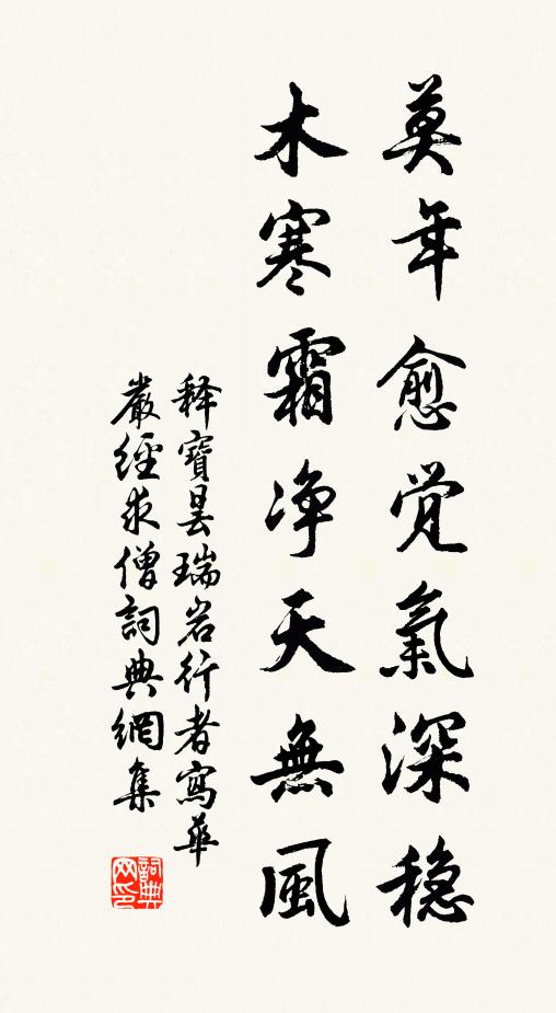 釋寶曇莫年愈覺氣深穩,木寒霜淨天無風書法作品欣賞