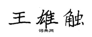 袁強王雄觸楷書個性簽名怎么寫