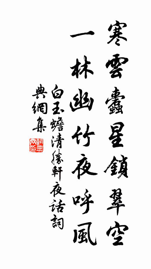 白玉蟾寒雲蠹星鎖翠空,一林幽竹夜呼風書法作品欣賞