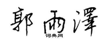 王正良郭雨澤行書個性簽名怎么寫