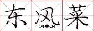 龐中華東風菜楷書怎么寫