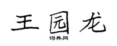 袁強王園龍楷書個性簽名怎么寫