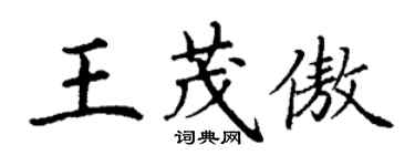 丁謙王茂傲楷書個性簽名怎么寫
