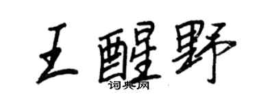 王正良王醒野行書個性簽名怎么寫