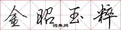 田英章金昭玉粹行書怎么寫