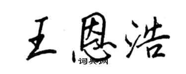 王正良王恩浩行書個性簽名怎么寫