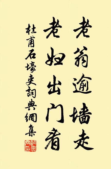 杜甫老翁逾牆走,老婦出門看。書法作品欣賞