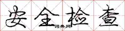 龐中華安全檢查行書怎么寫