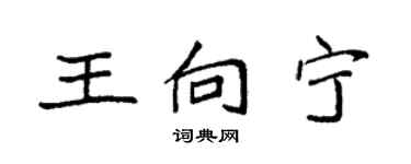 袁強王向寧楷書個性簽名怎么寫