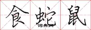 田英章食蛇鼠楷書怎么寫