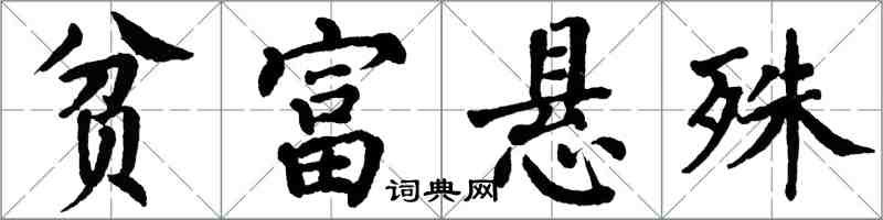 翁闓運貧富懸殊楷書怎么寫