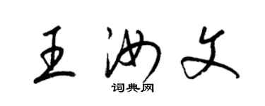 梁錦英王汝文草書個性簽名怎么寫