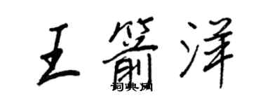 王正良王箭洋行書個性簽名怎么寫
