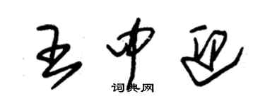 朱錫榮王中迎草書個性簽名怎么寫