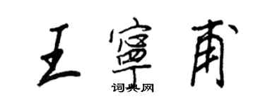 王正良王寧甫行書個性簽名怎么寫