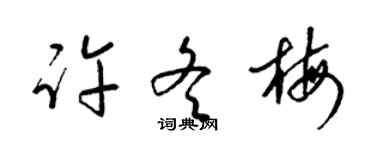 梁錦英許冬梅草書個性簽名怎么寫
