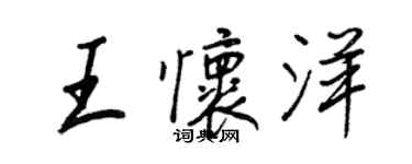 王正良王懷洋行書個性簽名怎么寫