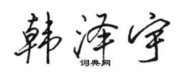 駱恆光韓澤宇行書個性簽名怎么寫