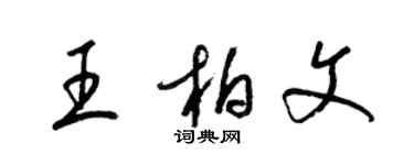 梁錦英王柏文草書個性簽名怎么寫