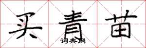 袁強買青苗楷書怎么寫