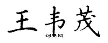 丁謙王韋茂楷書個性簽名怎么寫