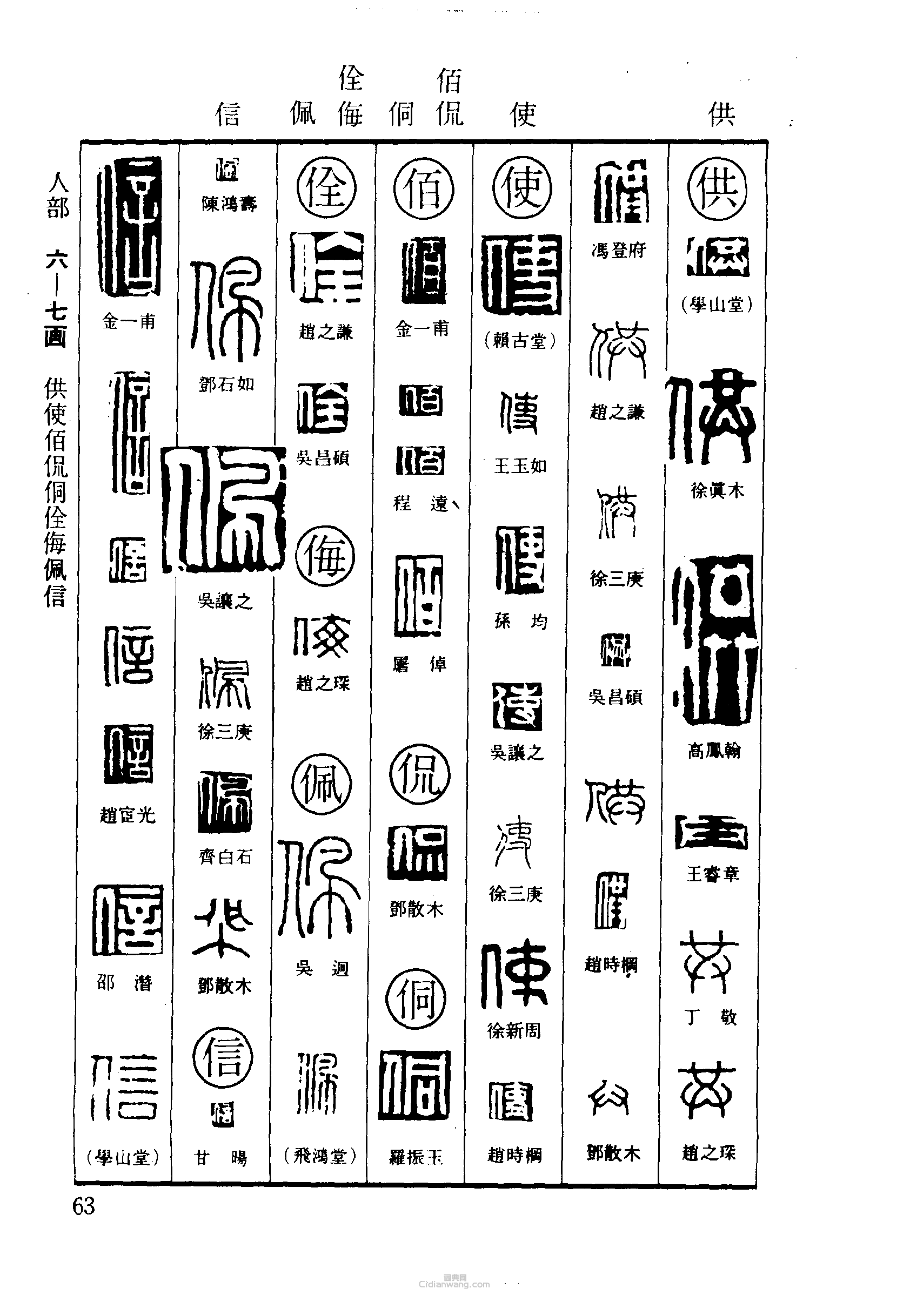 篆刻字典的篆刻印章供使佰侃侗佺侮佩信