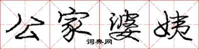 龐中華公家婆姨行書怎么寫