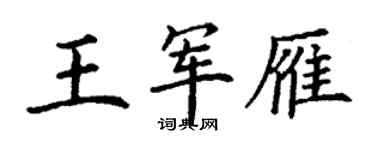 丁謙王軍雁楷書個性簽名怎么寫