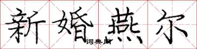 龐中華新婚燕爾楷書怎么寫