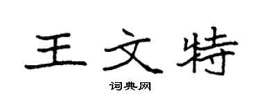 袁強王文特楷書個性簽名怎么寫
